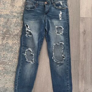 BP Blue Boyfriend Distressed Jeans, Size 28